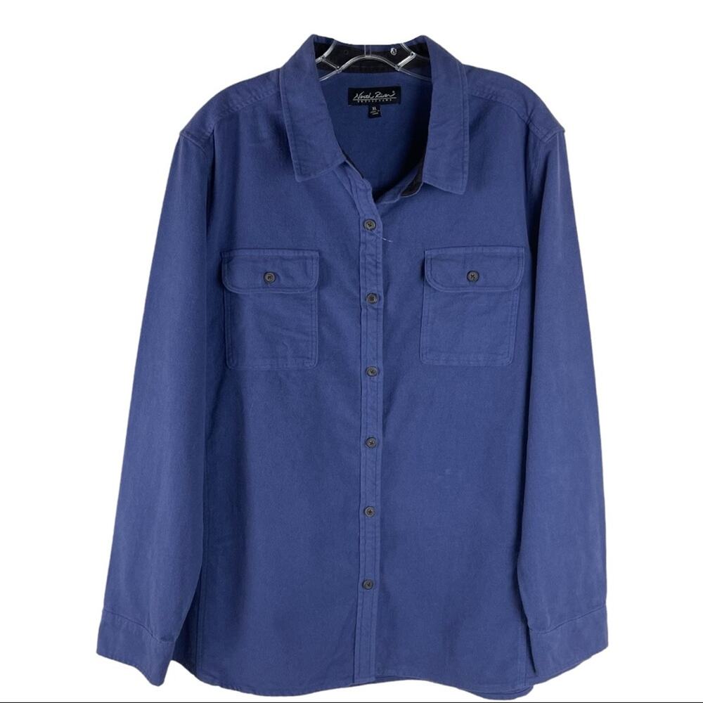 NWT North River purple flannel outdoor hiking shacket button front shirt XL